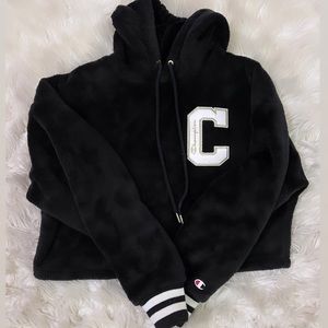 Champion cropped fleece fuzzy hoodie